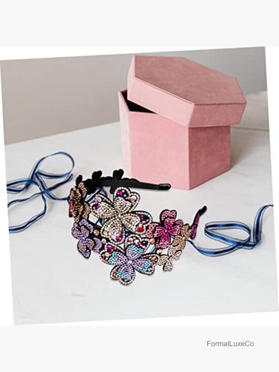 Vintage Rhinestone Headband Non Slip Elastic Hair Accessory Floral Design main image 7